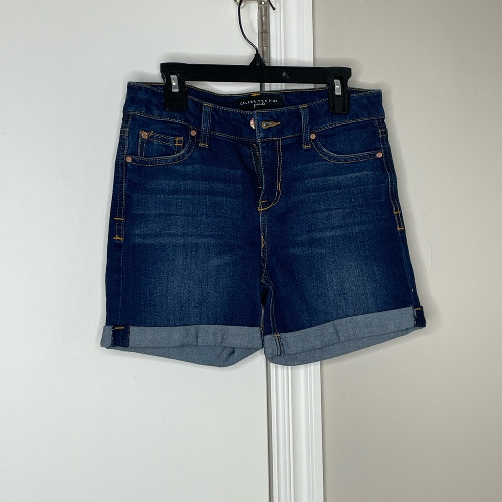 Celebrity Pink, dark washed denim shorts - size 14, youth